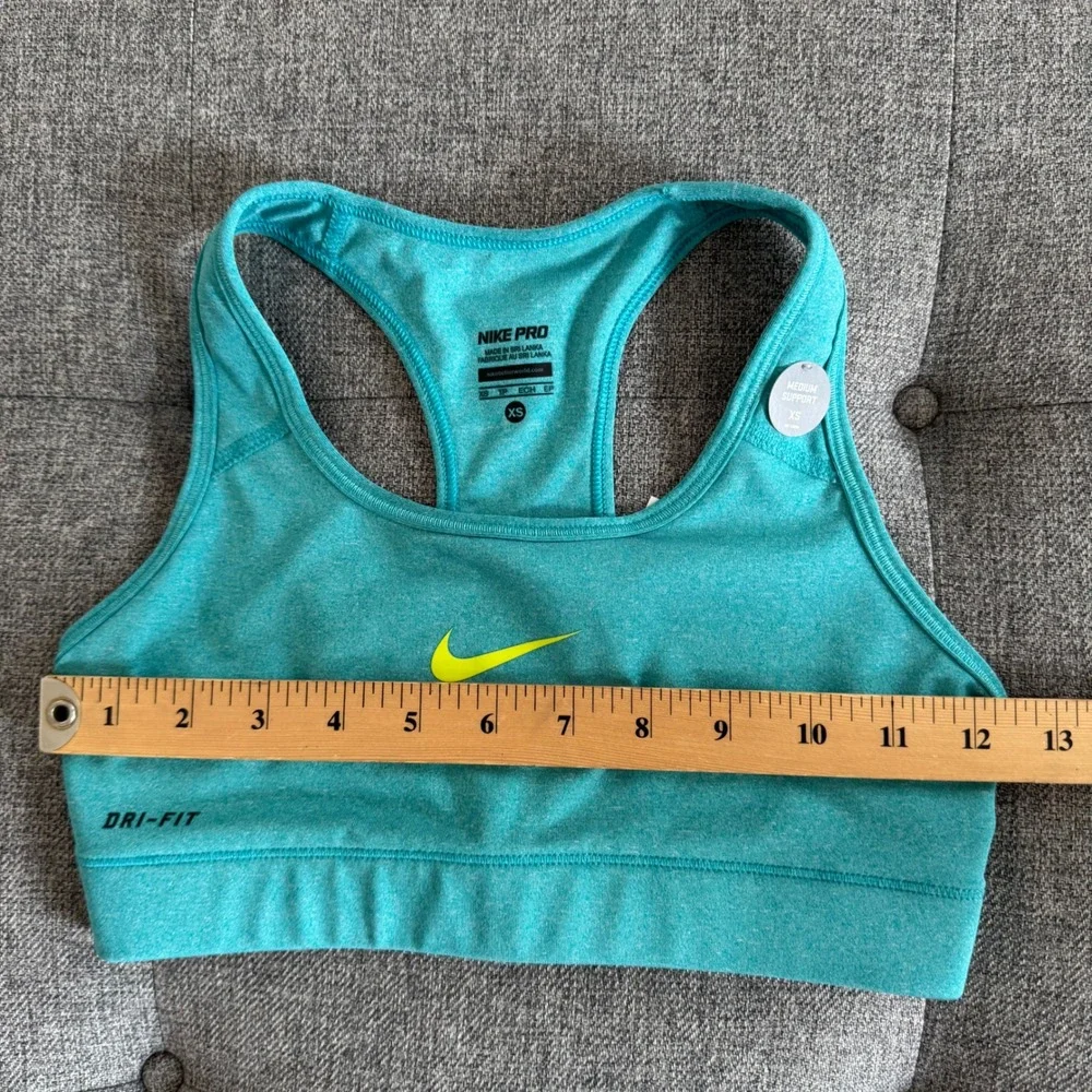 Nike Pro Womens Dri-FIT Medium Support Racerback Sports Bra Teal Heather XS NEW